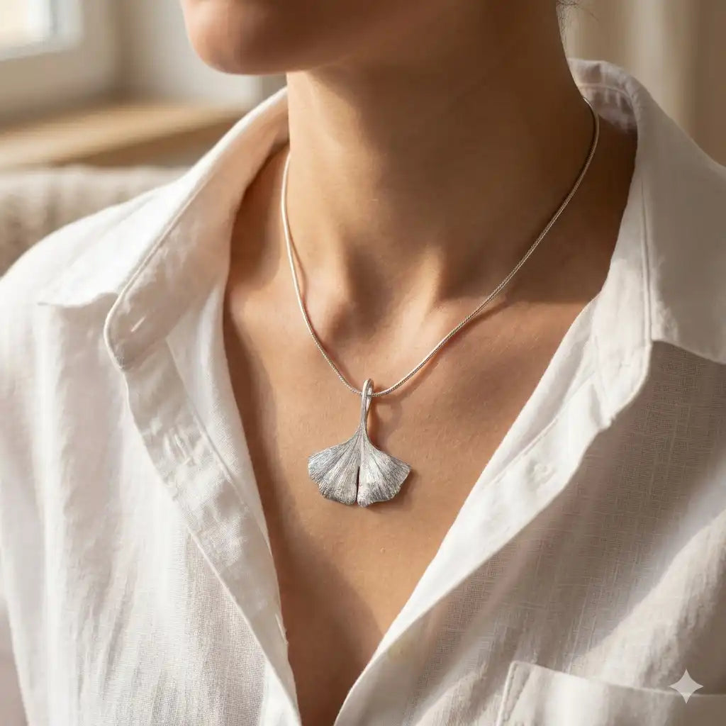 Ginkgo-Collier in 925er-Sterlingsilber