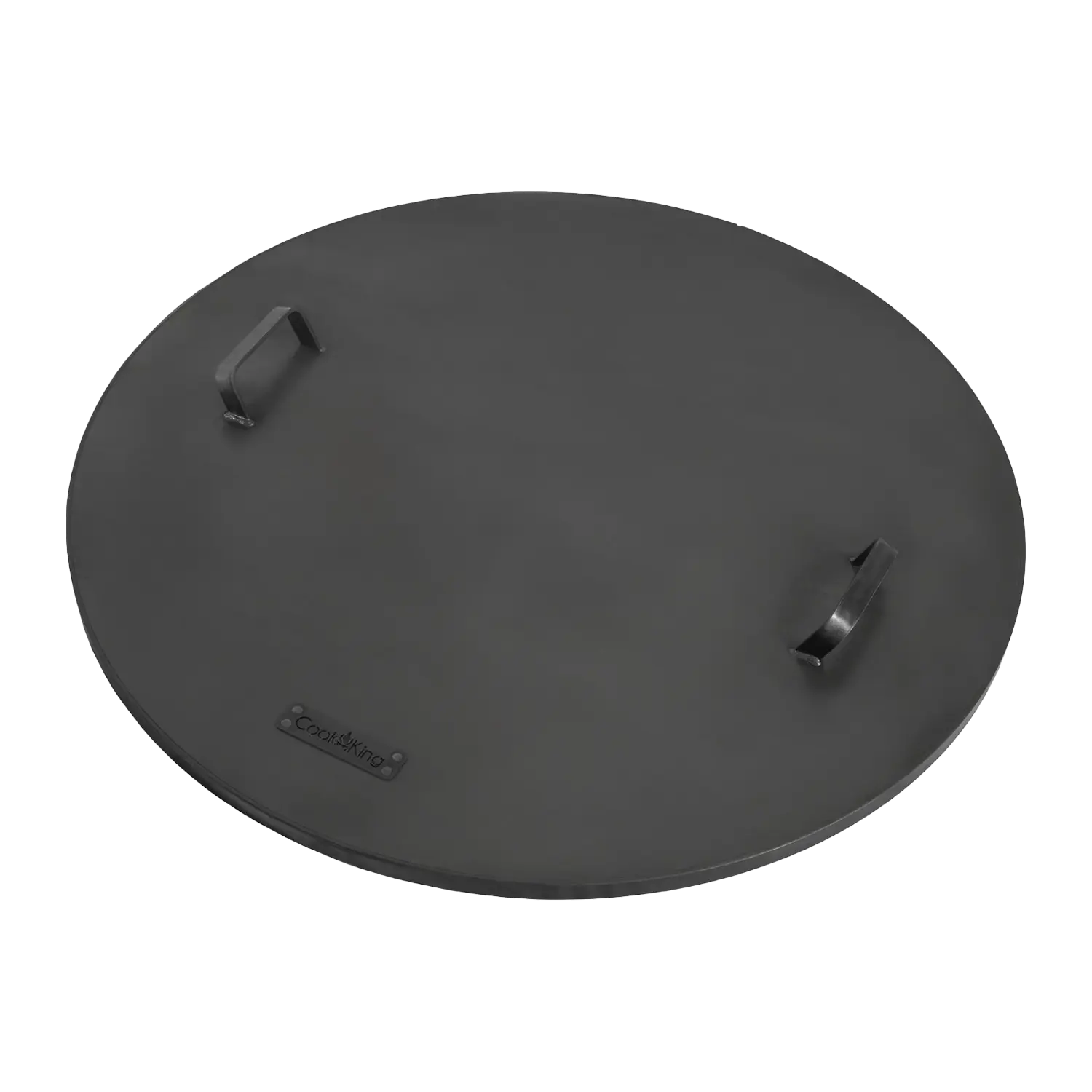 Deckel für Feuerschale mit Rand, rund, schwarz, zwei Griffe, 5 cm Rand.