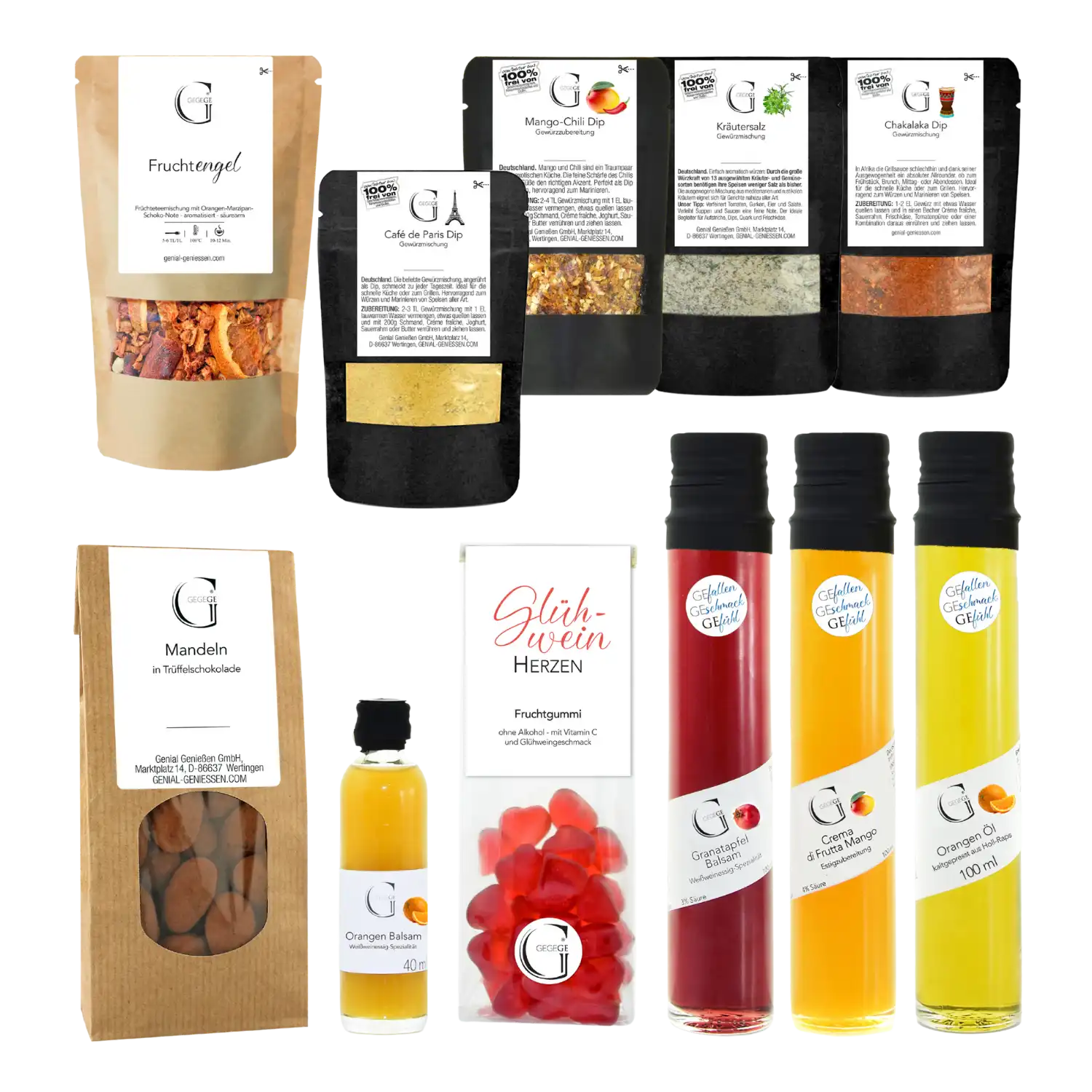 Fröhliche Weihnachten Geschenkset: Gourmet-Lebensmittel, Gewürze, Nüsse Getränke.