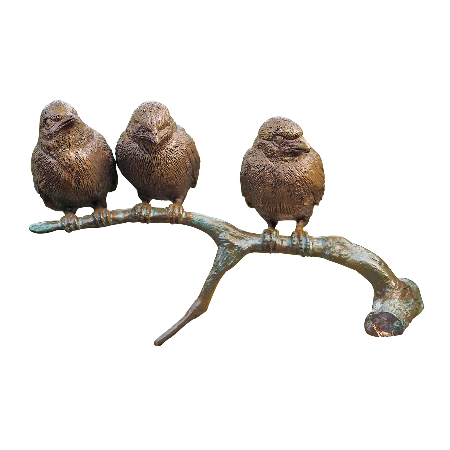 Vögel auf Ast: Stilvolle Bronze-Gartenskulptur für Ihre Gartendeko.