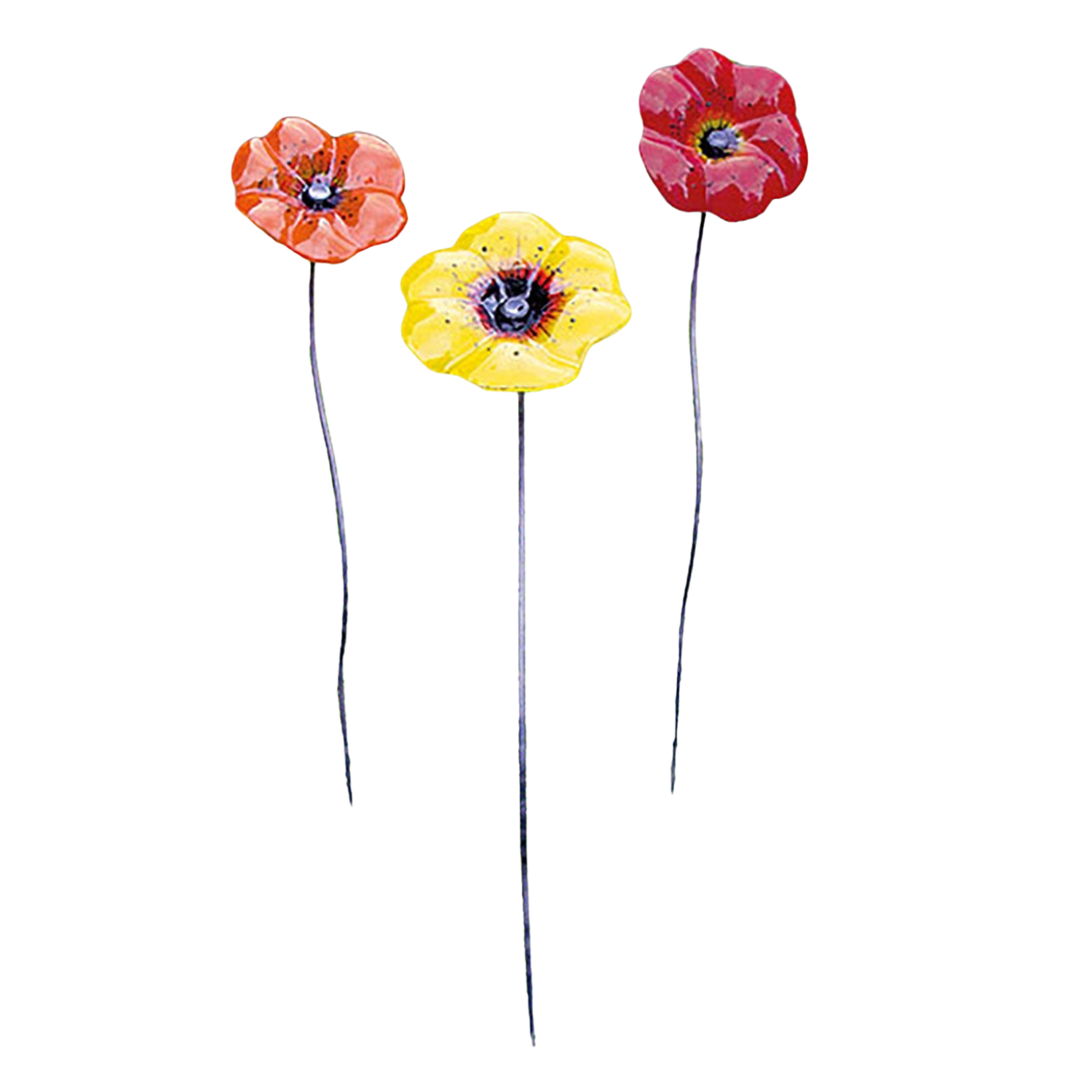 Gartenstecker-Blumenset "Blüten rot, gelb und orange" für Gartendeko.