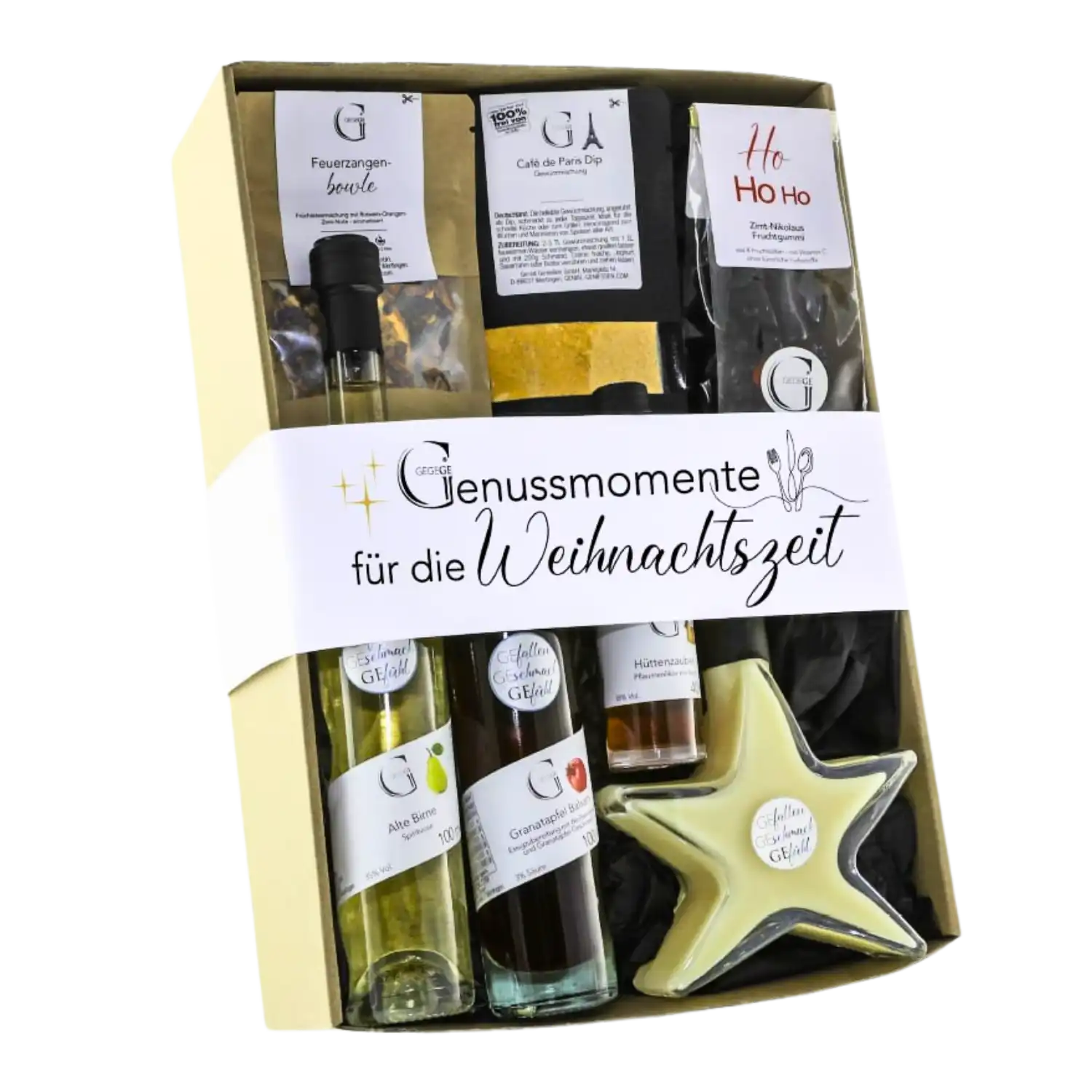 Genussmomente für die Weihnachtszeit: Hochwertiges Geschenkset mit Leckereien.