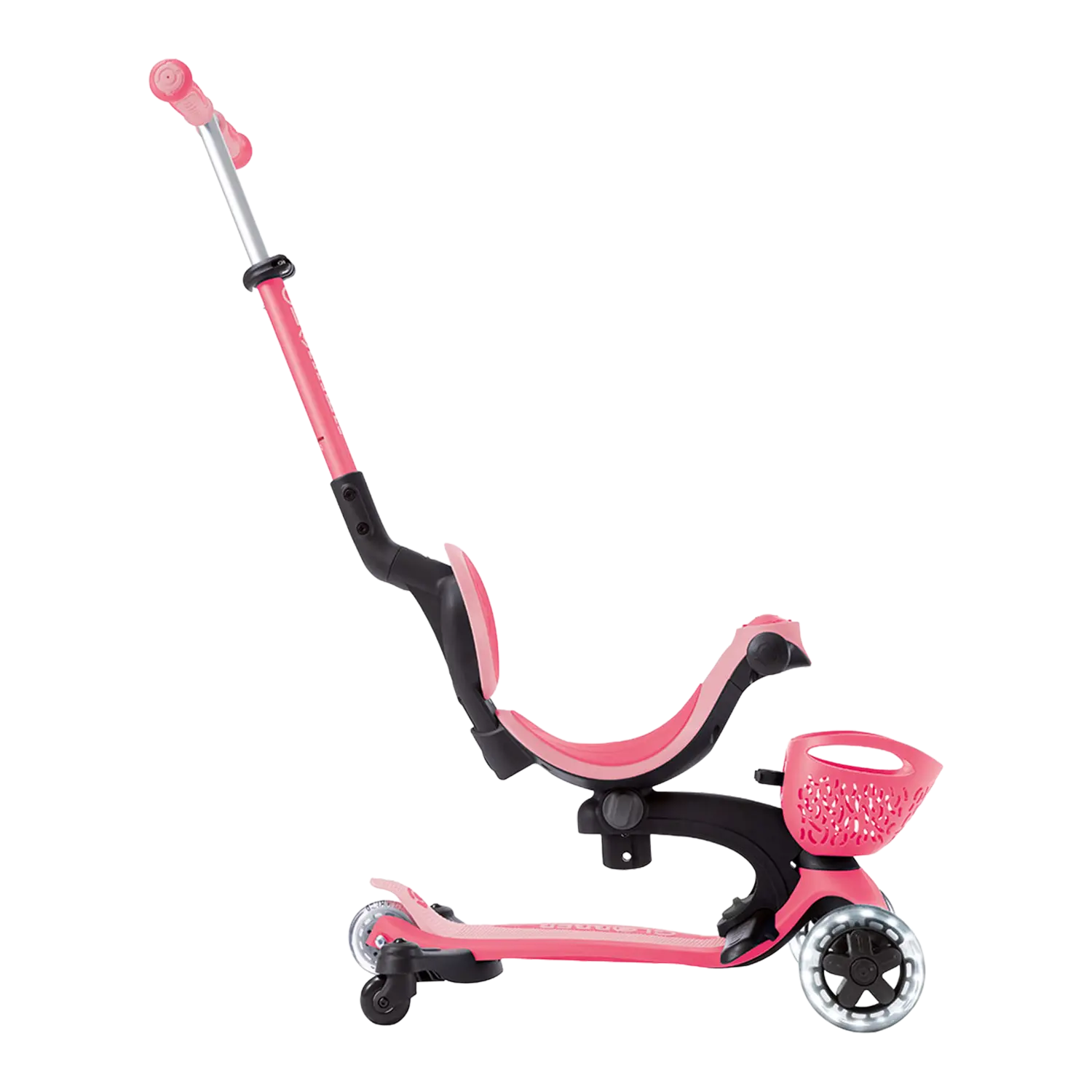Globber Go-Up Baby Kinderfahrzeug: rosa/schwarzer Tretroller mit Sitz, Lenker.