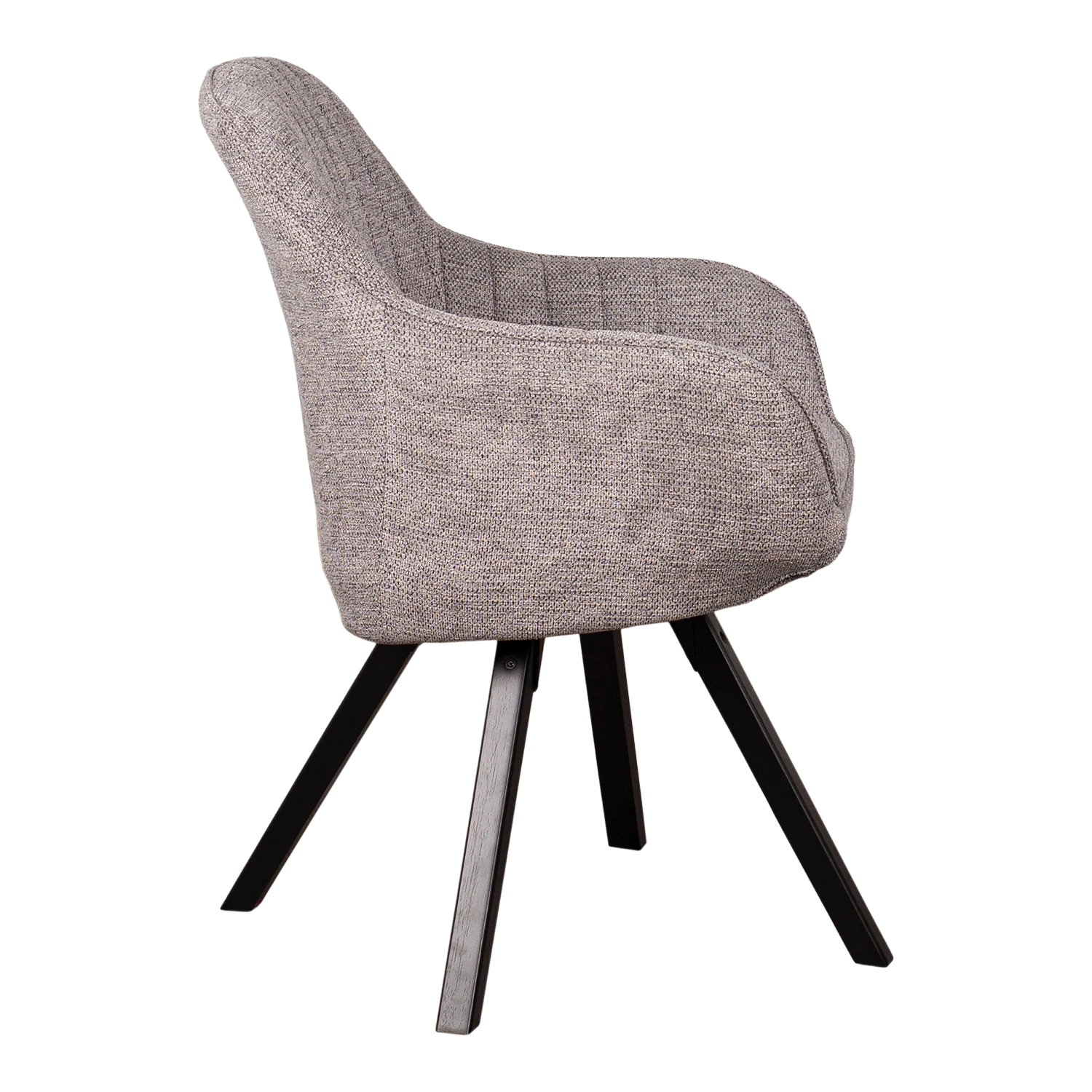 Stuhl Matera Mouse grau mit schwarzen abgewinkelten Beinen auf weißem Hintergrund.