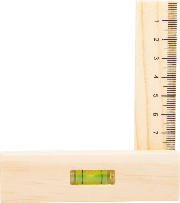 Werkzeug für Kinder ab 3 Jahren im skandinavischen Stil mit Lineal und Wasserwaage.