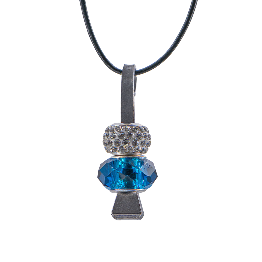 Hufnagel Schmuck mit blauer Perle und Glitzerring
