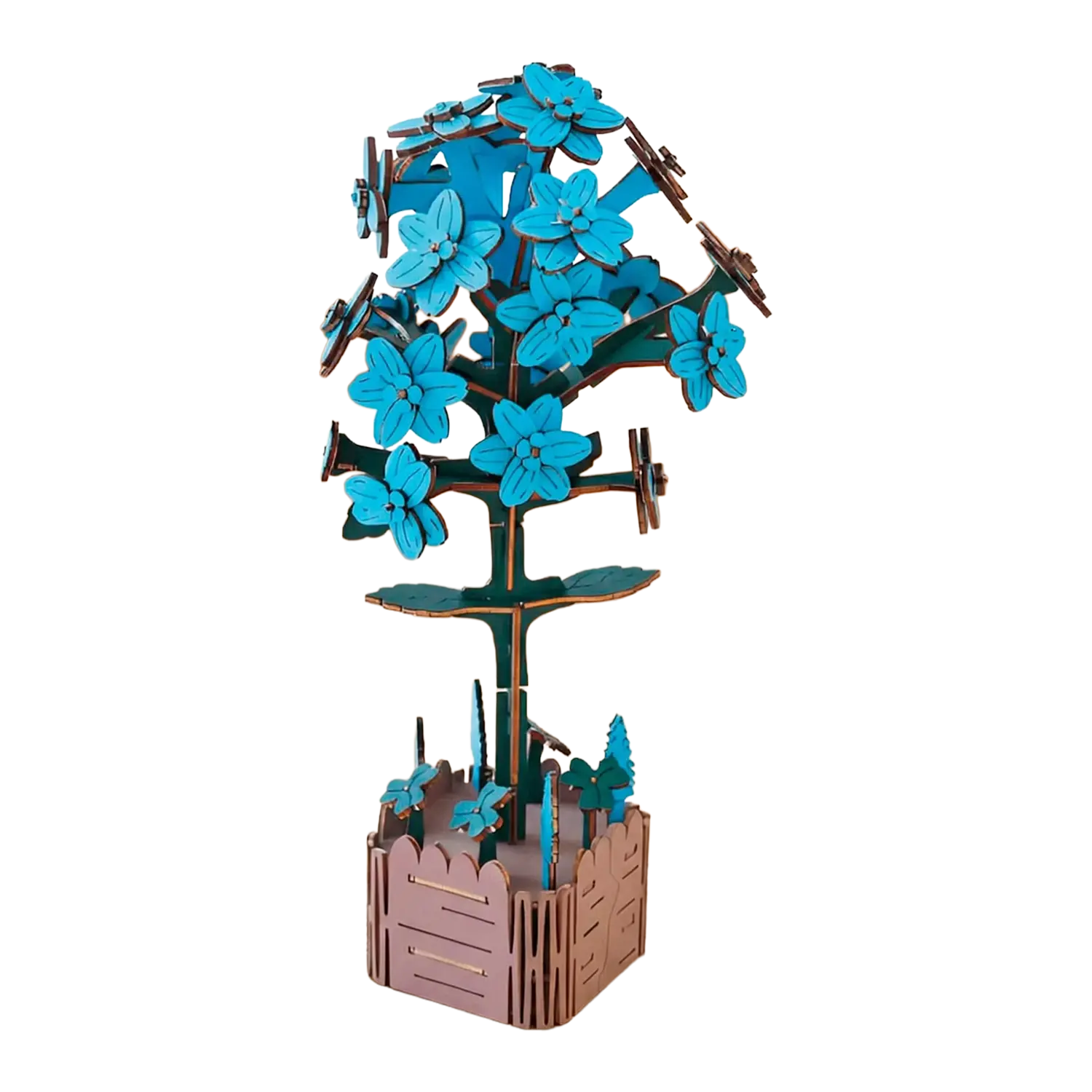 3D-Holzpuzzle Dekoration: Blume Veilchen Hyazinthe im eckigen Topf.