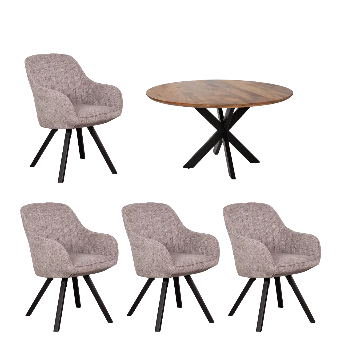 Möbelset Matera Avola Cross: 4 Esszimmermöbel, schwarze Beine.