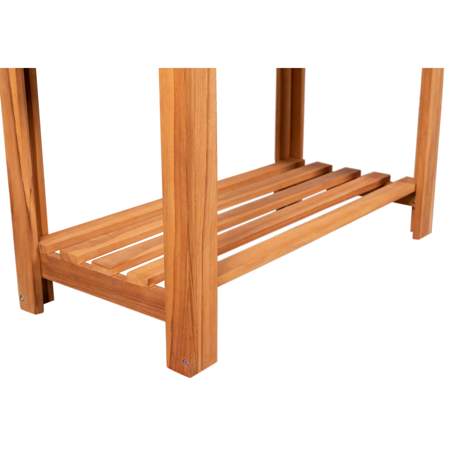 Hochbeet für Kräuter im Holzlatten-Design auf weißem Hintergrund.