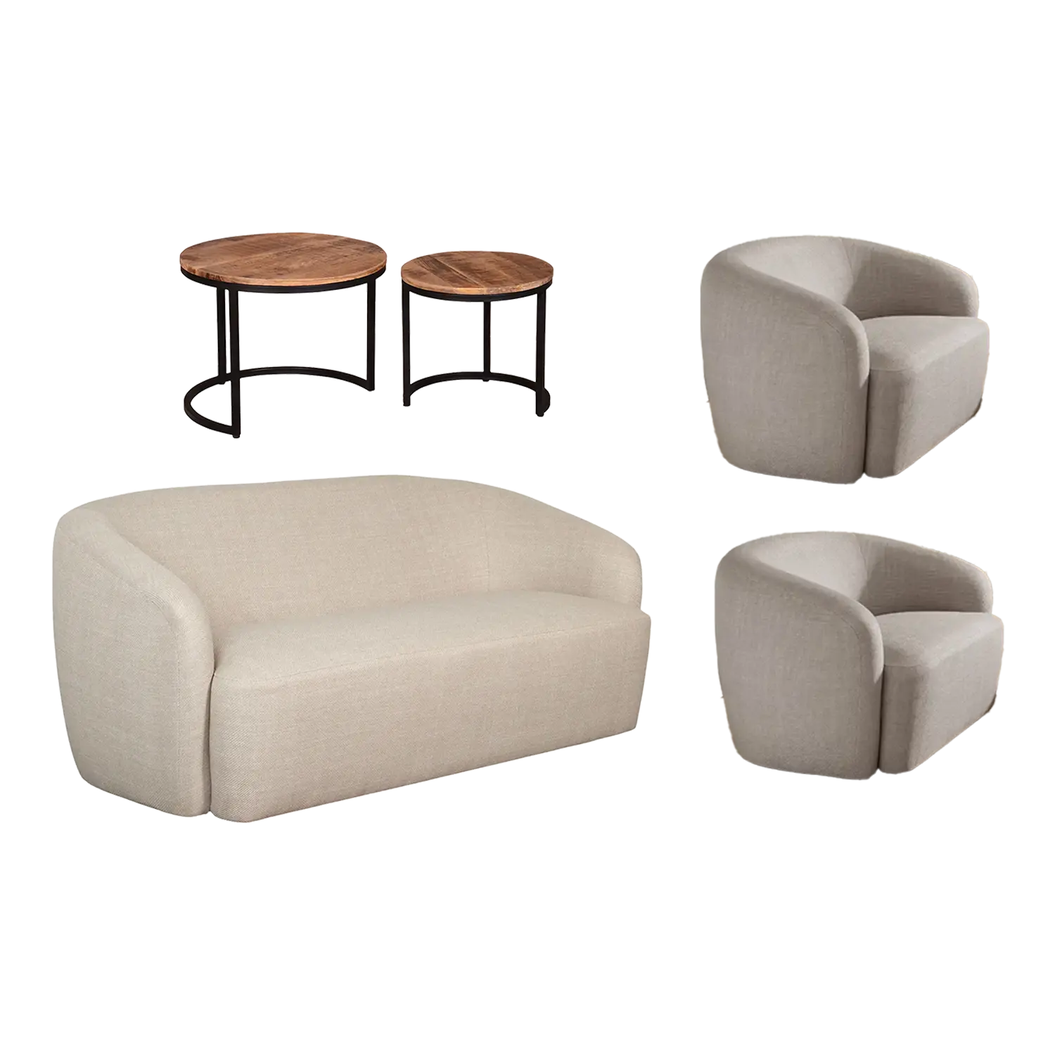 Loungeset Loconia Fermo – Sofa, Sessel und Couchtische im skandinavischen Design