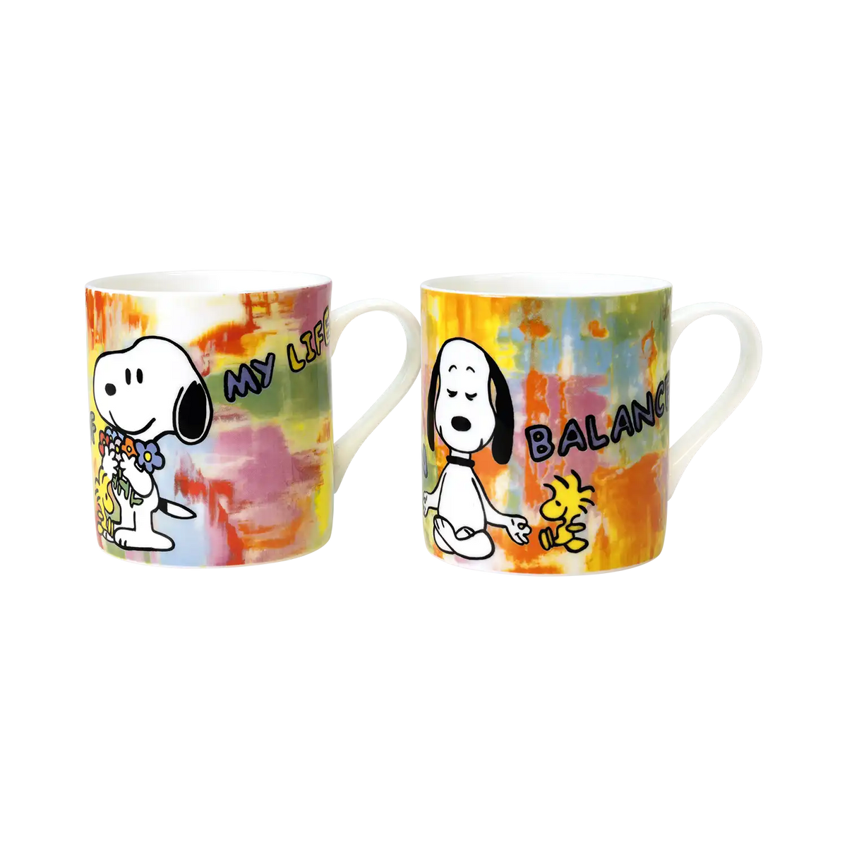 2 Becher mit Künstlermotiven 'LOVE OF MY LIFE - FLOWERS' & 'BE IN BALANCE' im Set – Porzellan