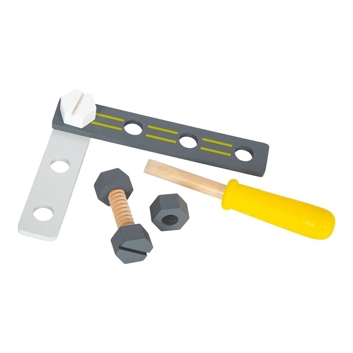 Konstruktionsset "Miniwob" mit Bolzen, Muttern Metallstreifen.