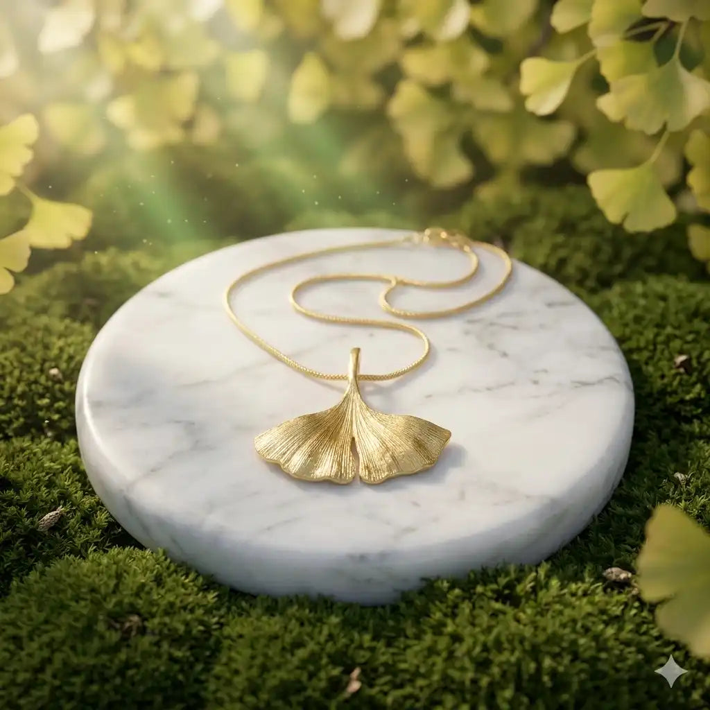 Ginkgo-Collier in 925er-Sterlingsilber