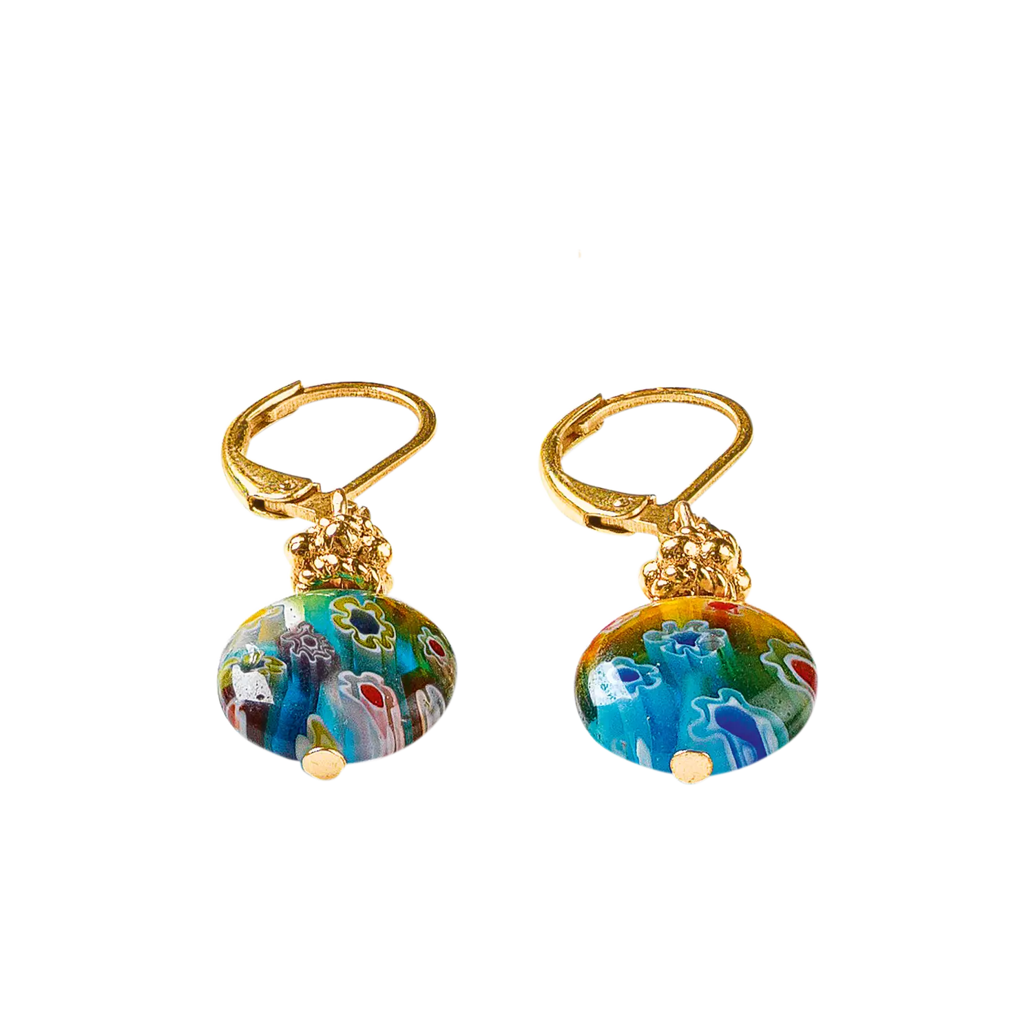 Ohrhänger "Mille Fiori" mit bunten Glasperlen und Blumenmuster.