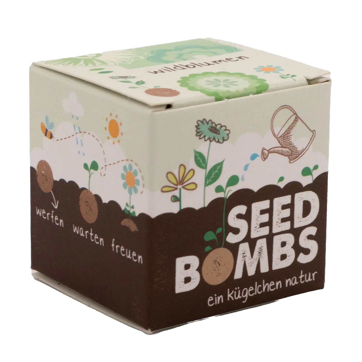 Eine kleine Schachtel mit der Aufschrift Ostergeschenk für Hobbygärtner mit Blumen und einer Gießkanne.