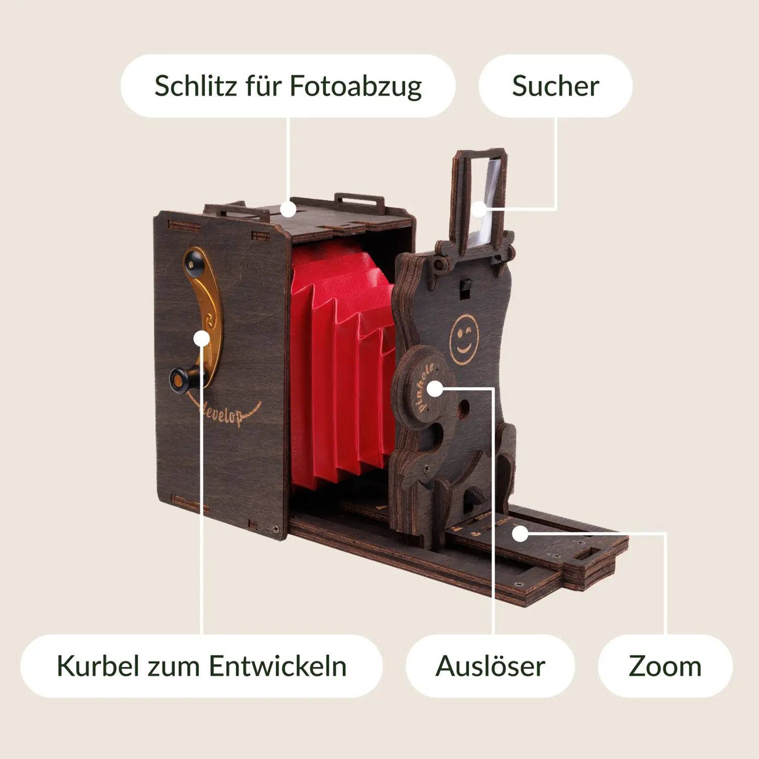 3D-Holzpuzzle Sofortbildkamera Bausatz, incl. Fujifilm Instax Film.
