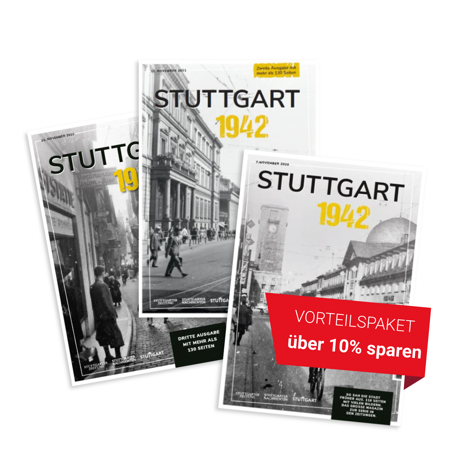 Stuttgart 1942 - Ausgaben 2020-2022: Magazin-Set mit rotem Label.