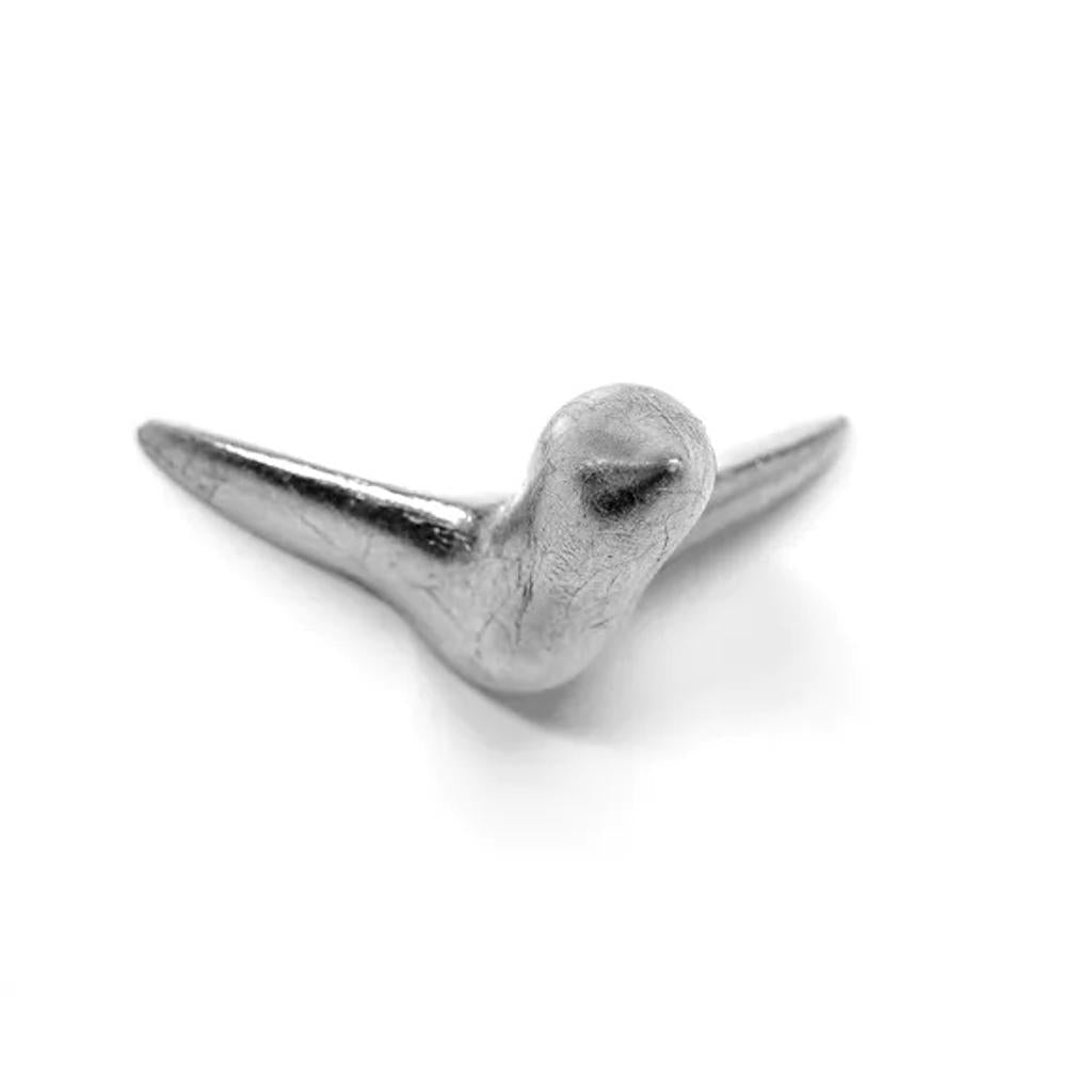 Mini Vogel Wandskulptur in Silber aus Keramik mit Blattgold