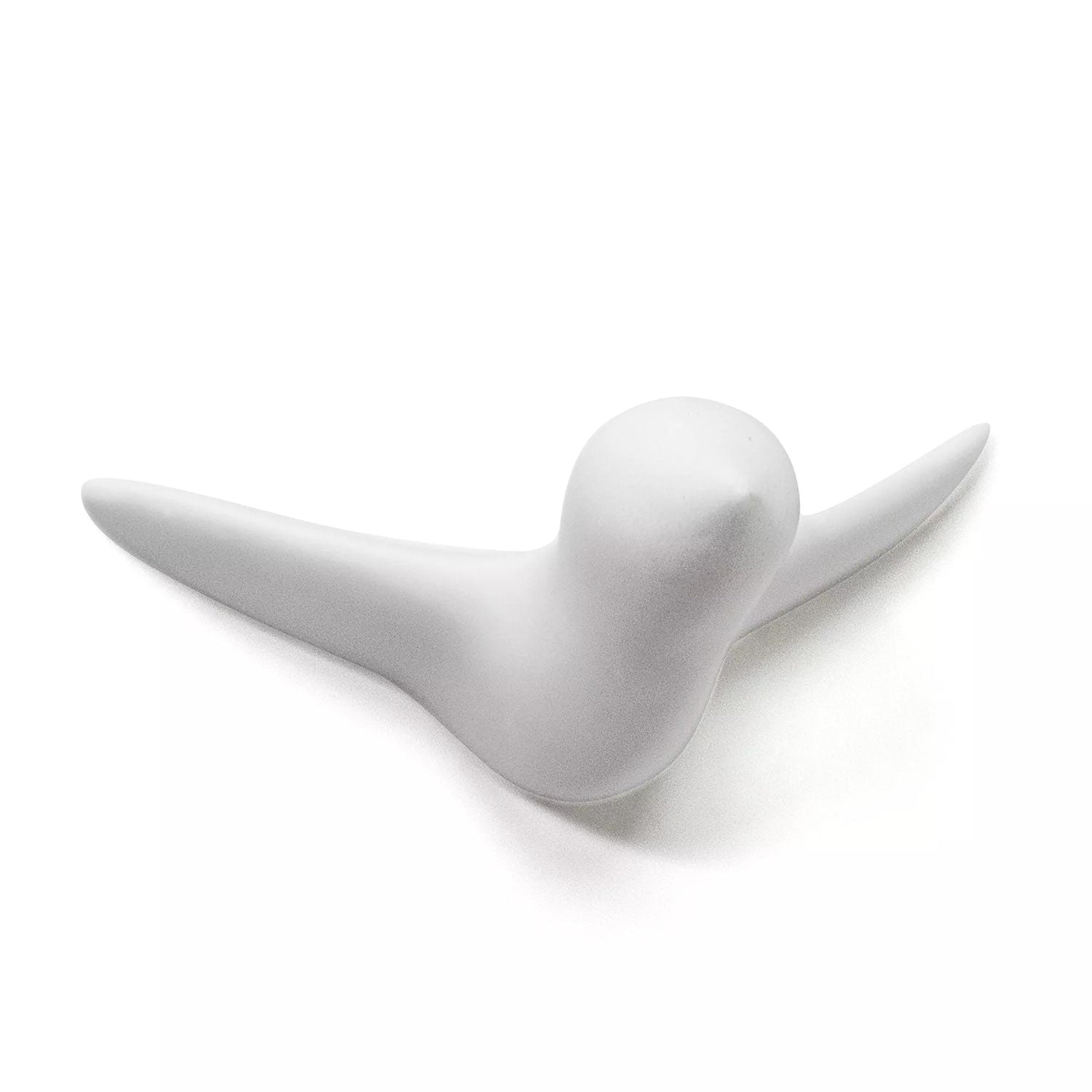 Wandskulptur Mini Vogel in Weiß aus Beton, Frontalansicht