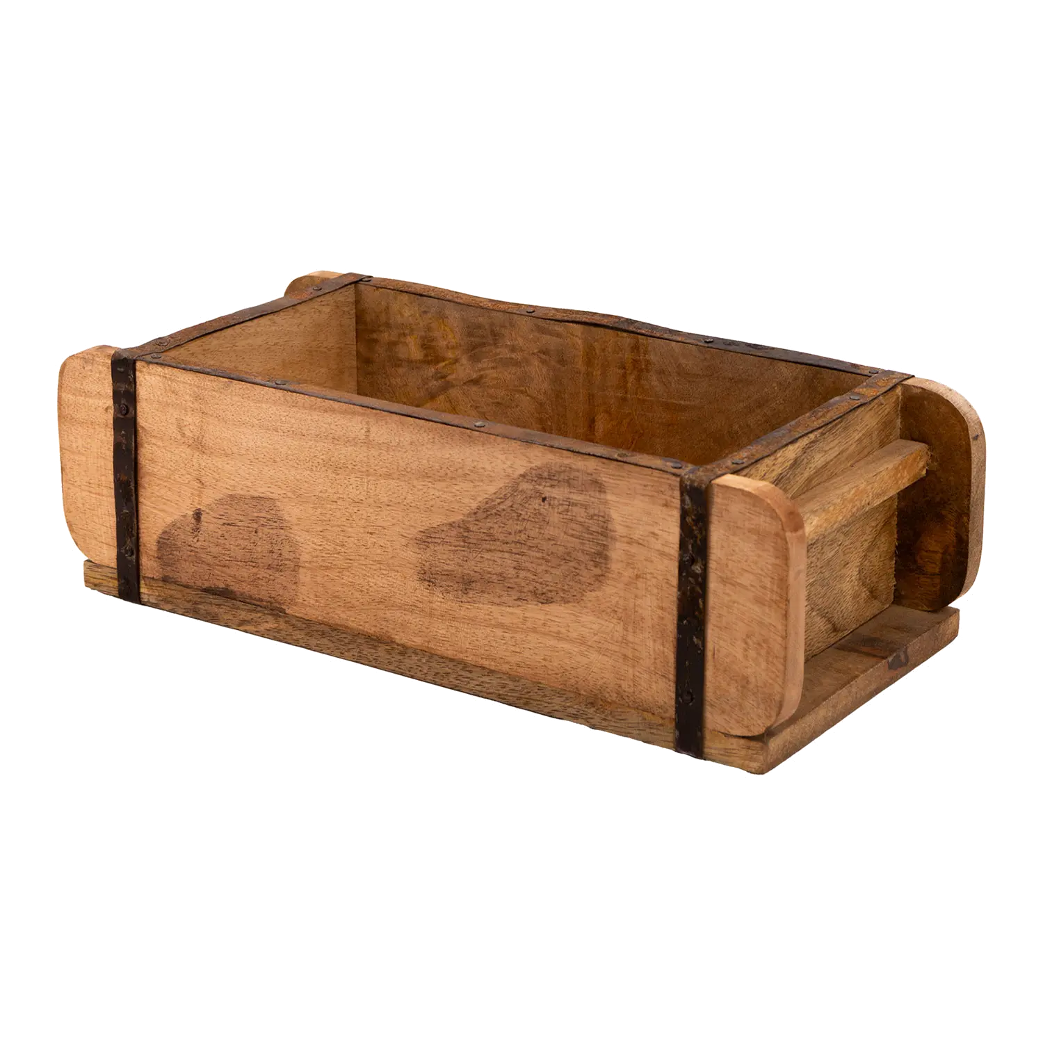 Ostergeschenk für Hobbygärtner: Ziegelform aus Holz mit Metallakzenten