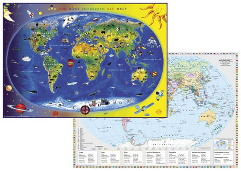 Kinderweltkarte / Staaten der Erde mit Flaggenrand, DUO-Schreibunterlage - Bild 1