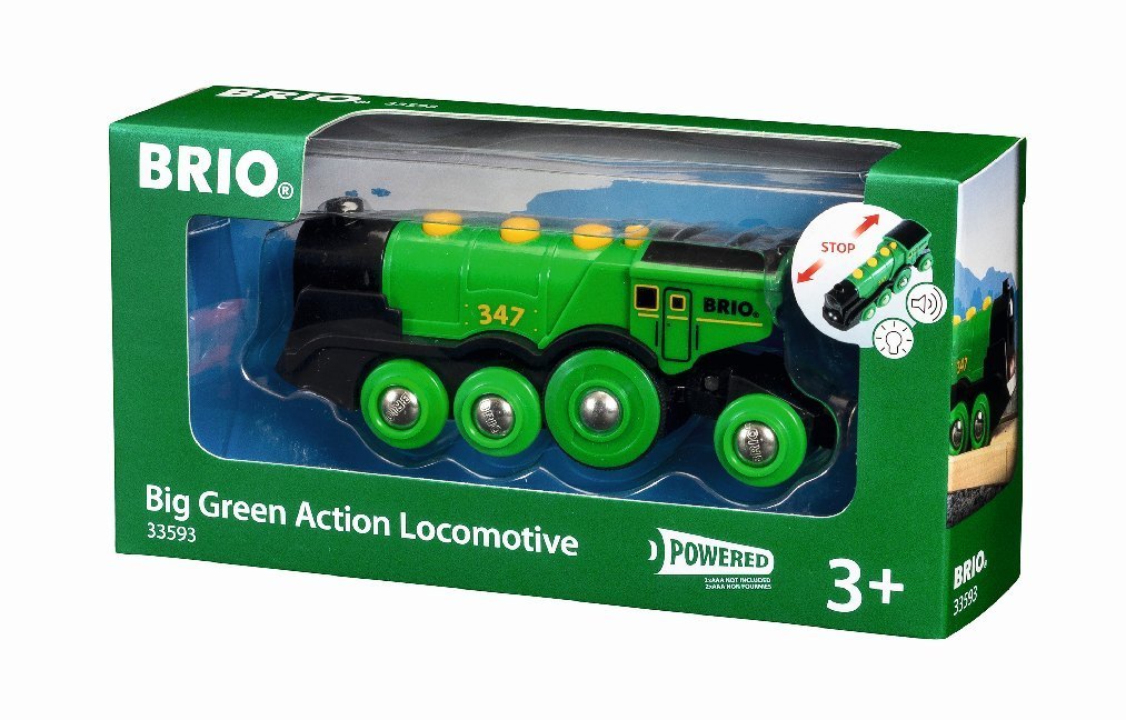 BRIO World 33593 Grüner Gustav elektrische Lok - Batterie-Lokomotive mit Licht & Sound - Kleinkinderspielzeug empfohlen ab 3 Jahren - Bild 1
