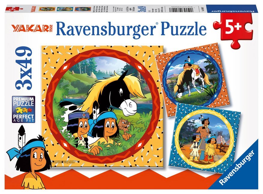 Ravensburger Kinderpuzzle - 08000 Yakari, der tapfere Indianer - Yakari-Puzzle für Kinder ab 5 Jahren, mit 3x49 Teilen - Bild 1