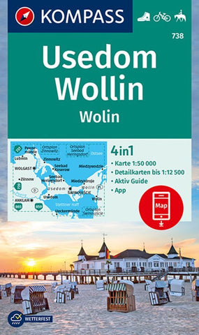 KOMPASS Wanderkarte 738 Insel Usedom - Insel Wollin/Wolin 1:50.000 - Bild 1