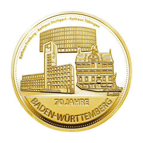 70 Jahre Baden-Württemberg Gold, Motiv 1 Rathäuser