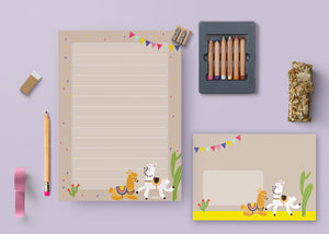 Liniertes Briefpapier-Set für Kinder: Lama/ Alpaka (für Mädchen und Jungen, bunt) - Bild 2