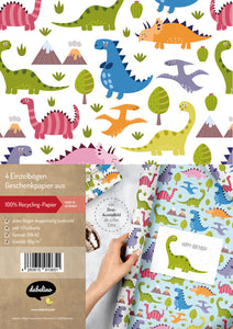 Geschenkpapier-Set für Kinder: Dinosaurier - Bild 1