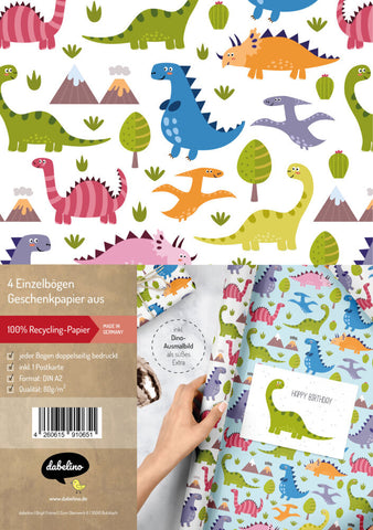 Geschenkpapier-Set für Kinder: Dinosaurier - Bild 1