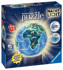 Ravensburger 3D Puzzle Erde im Nachtdesign Nachtlicht 11844 - Puzzle-Ball - 72 Teile - für Globus Fans ab 6 Jahren - Bild 2