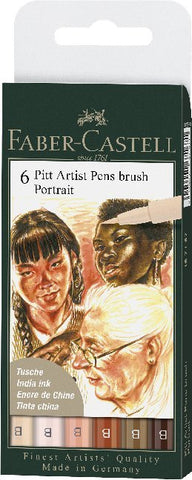 Faber-Castell Tuschestift Pitt Artist Pen Brush Portrait, 6er Etui - Bild 1