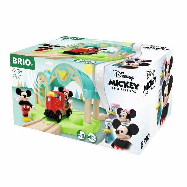 BRIO 32270 Micky Maus Bahnhof mit Aufnahmefunktion - Bahnhof zum Aufsprechen und Abspielen von eigenen Ansagen - Inklusive Schiebelok und den beliebten Disney-Charakteren Micky und Minnie Maus - Bild 1