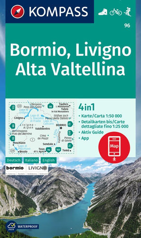 KOMPASS Wanderkarte 96 Bormio, Livigno, Alta Valtellina 1:50.000 - Bild 1