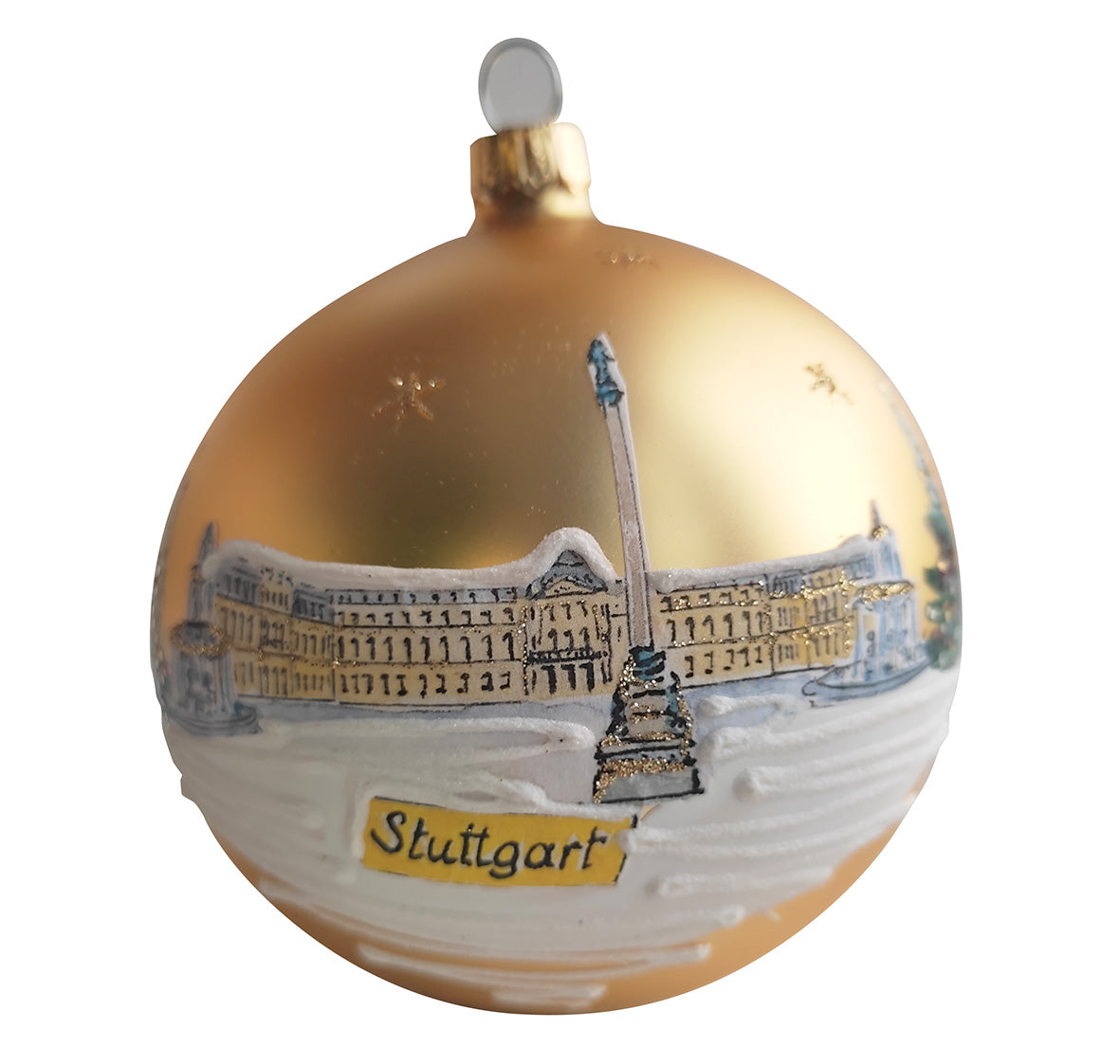 Stuttgart Weihnachtskugel 10 cm gold, Motiv Neues Schloss